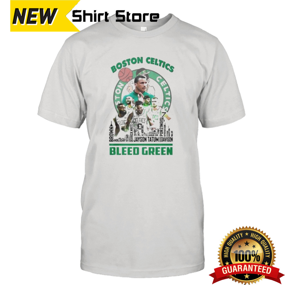 Boston Celtics Skyline Players Name Bleed Green Shirt