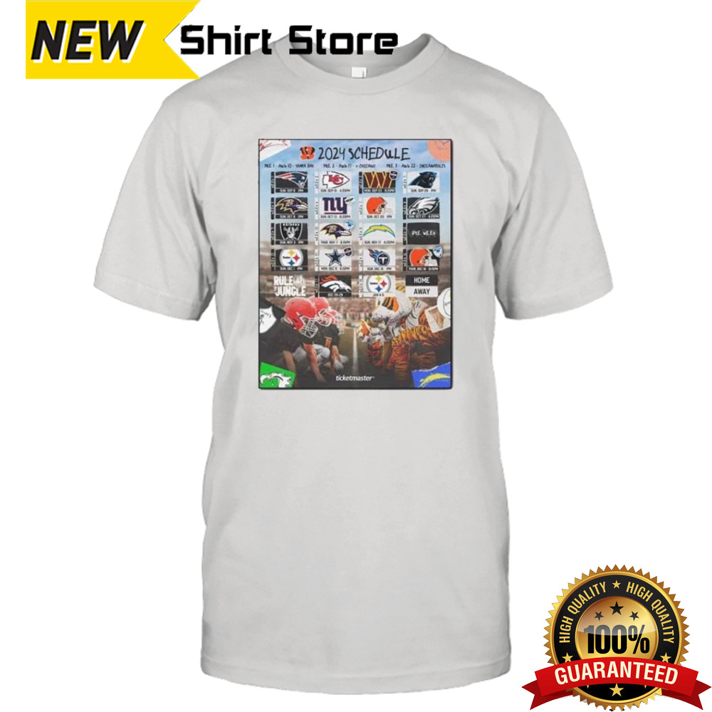 Cincinnati Bengals Announced Their New Season NFL 2024 Schedule Poster T-Shirt