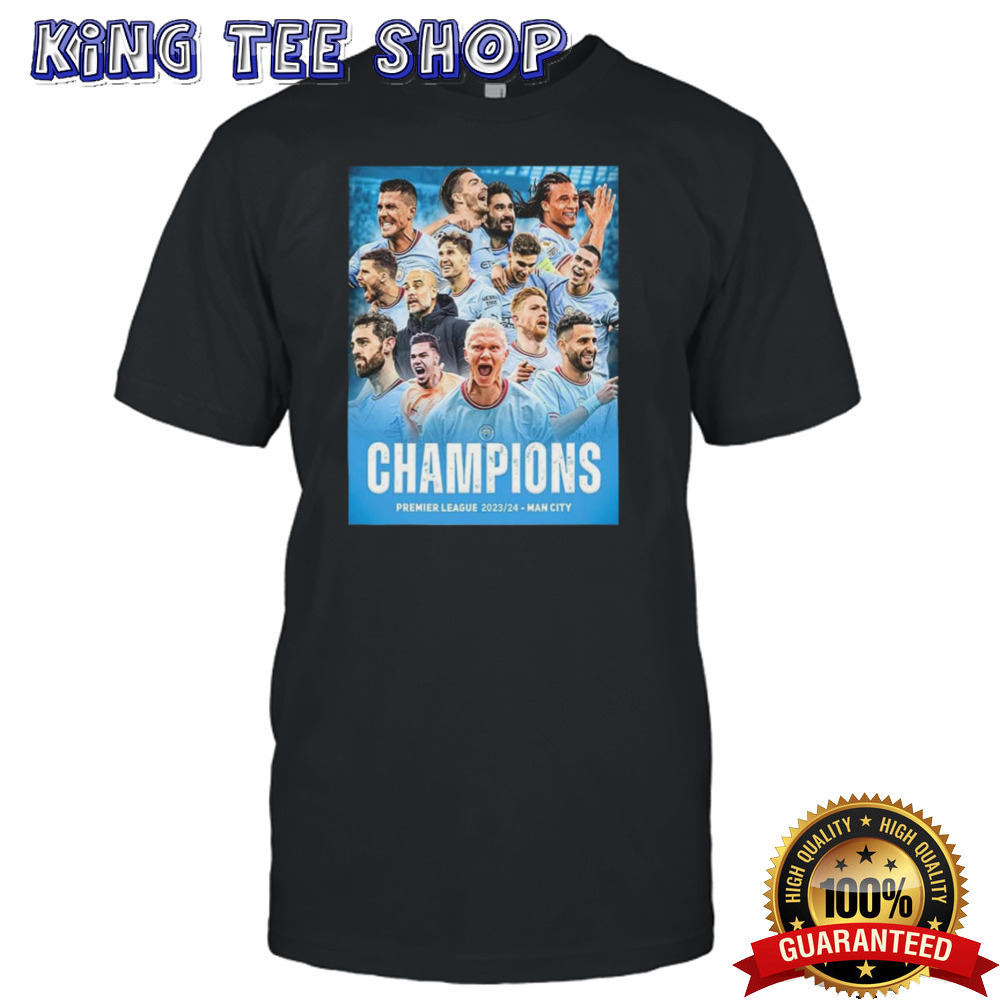 Congratulation Pep Guardiola With Manchester City Champions Premier League 2023-2024 Man City Champions 4 In A Row T-Shirt