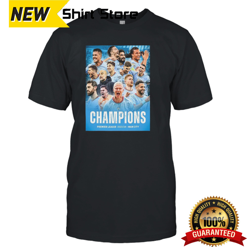 Congratulation Pep Guardiola With Manchester City Champions Premier League 2023-2024 Man City Champions 4 In A Row T-Shirt