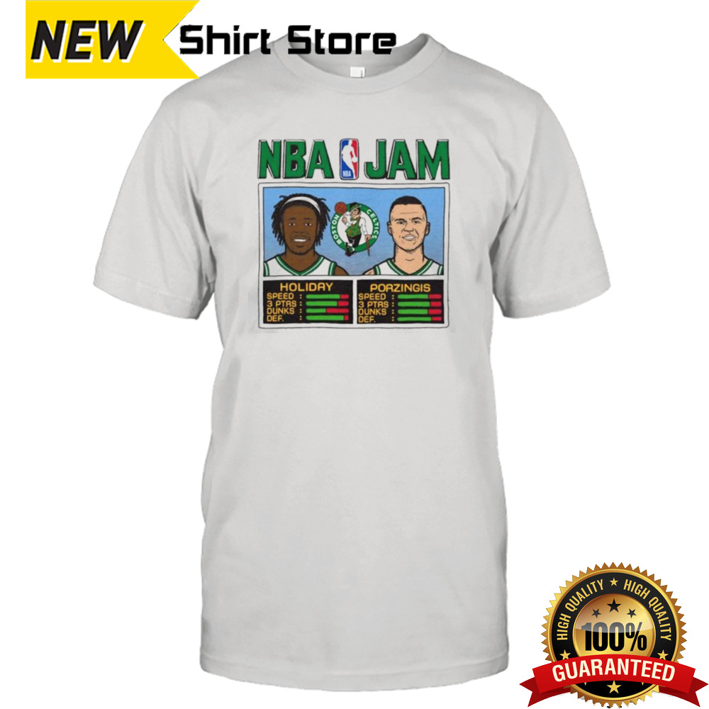 Official Boston Celtics NBA Jam Holiday And Porzingis 2024 Conference Finals Shirt