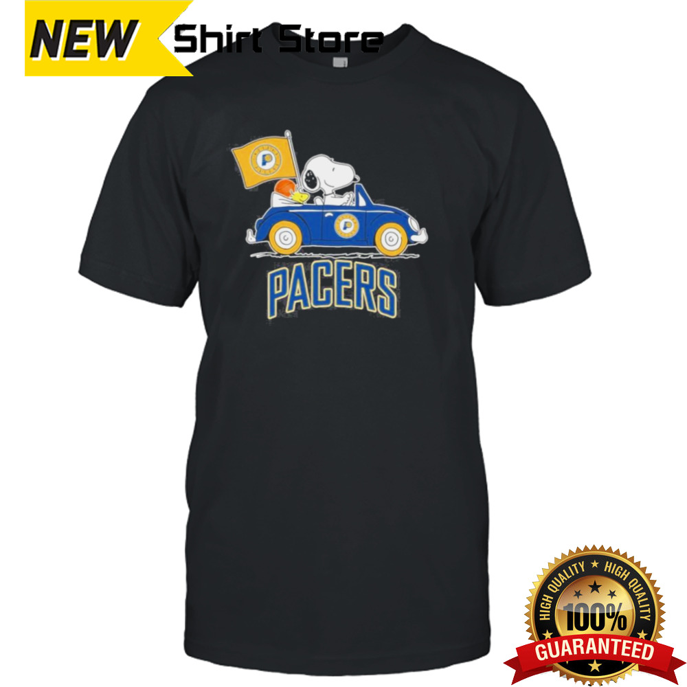 Official Peanuts Snoopy And Woodstock On Car Indiana Pacers Basketball NBA Playoffs Shirt