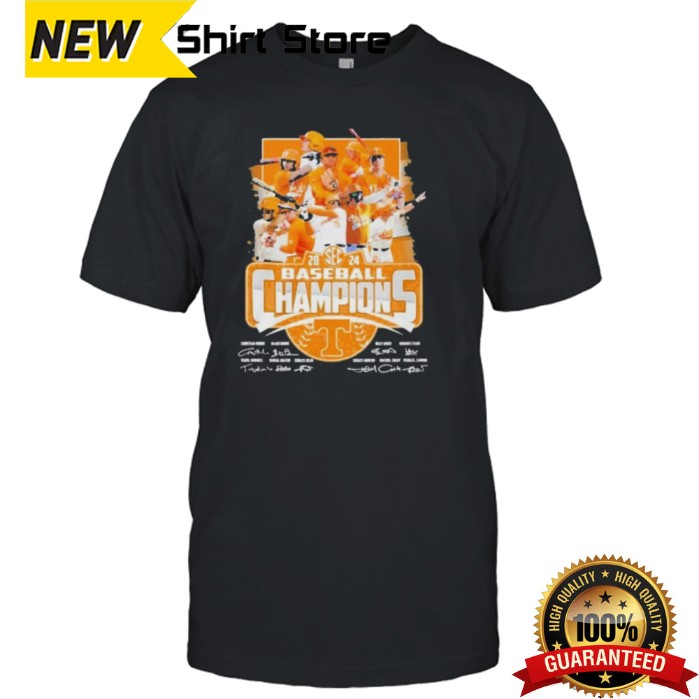 Official Tennessee Volunteers Team 2024 SEC Baseball Champions Signatures Shirt