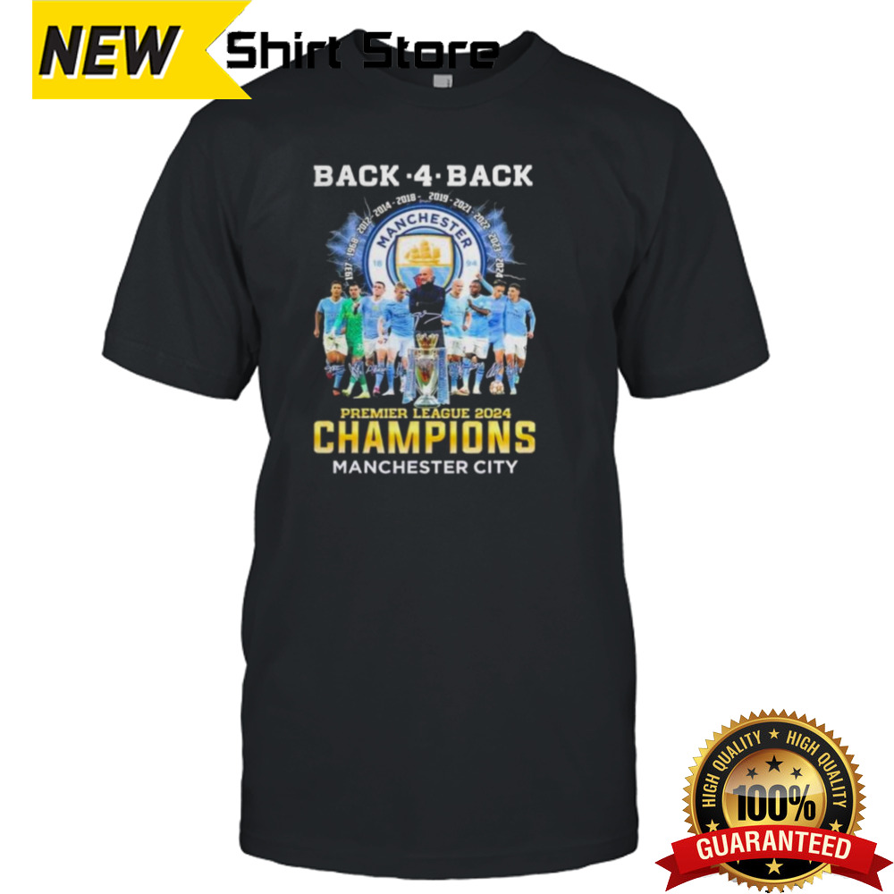 Premier League Champions Manchester City Back 4 Back 2024 Signatures shirt