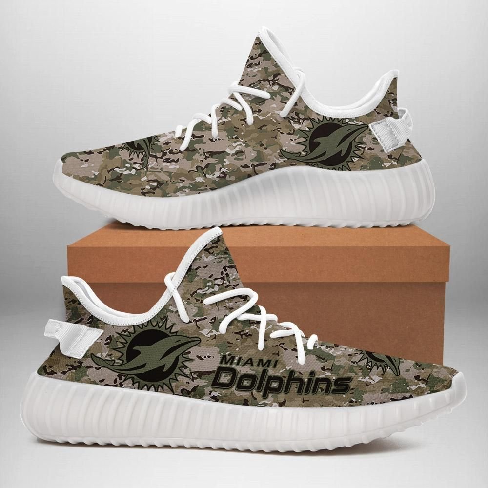 Miami Dolphins Us Military Camouflage Custom Shoes Sport Sneakers Miami Dolphins Yeezy Boost