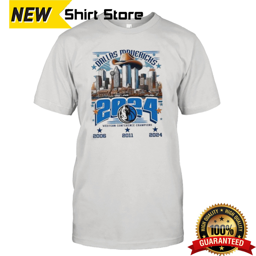 Dallas Mavericks Western Conference Champions 2024 Skyline Cowboy Hat Shirt