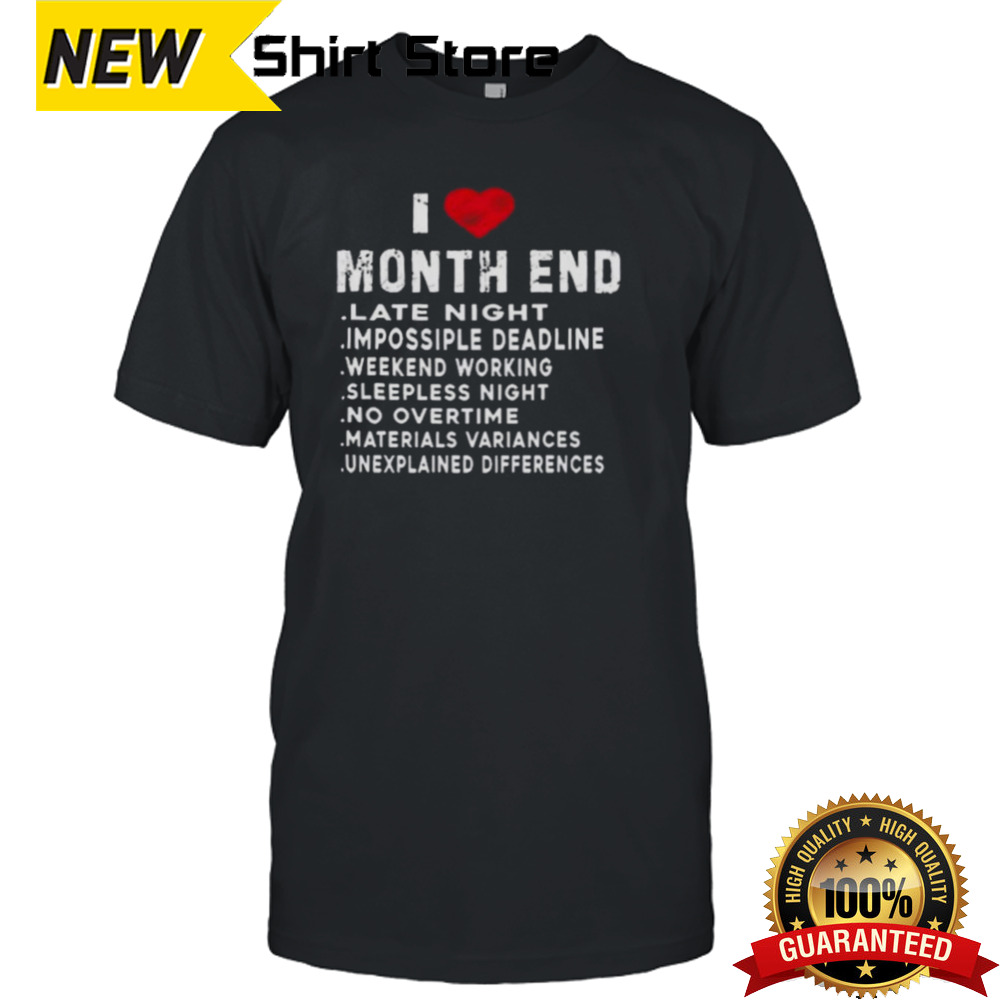 I Love Month End Funny Accountants Quotes Birthday Shirt
