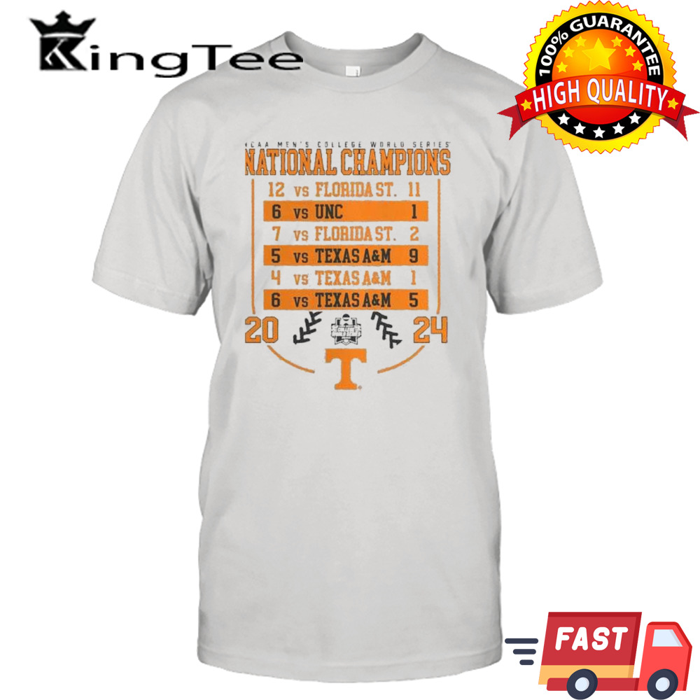 Tennessee Volunteers 2024 NCAA Men’s Baseball National Champions Schedule shirt