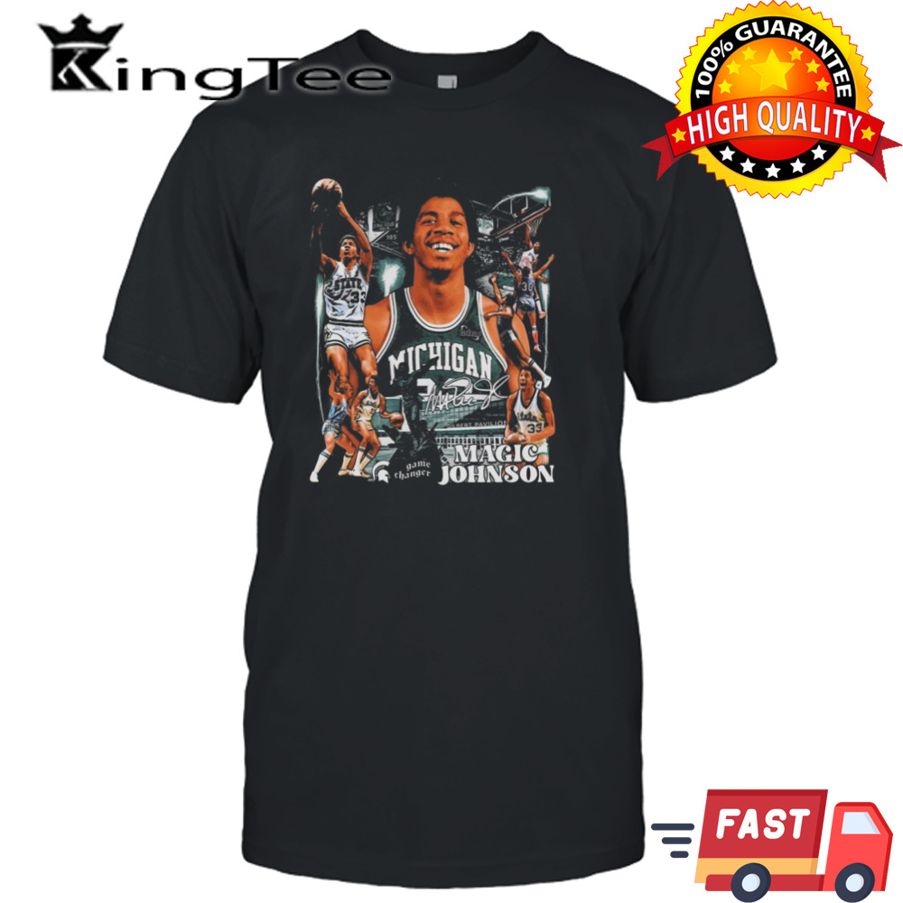 Magic Johnson Michigan State Basketball Player Signature Graphic T-shirt