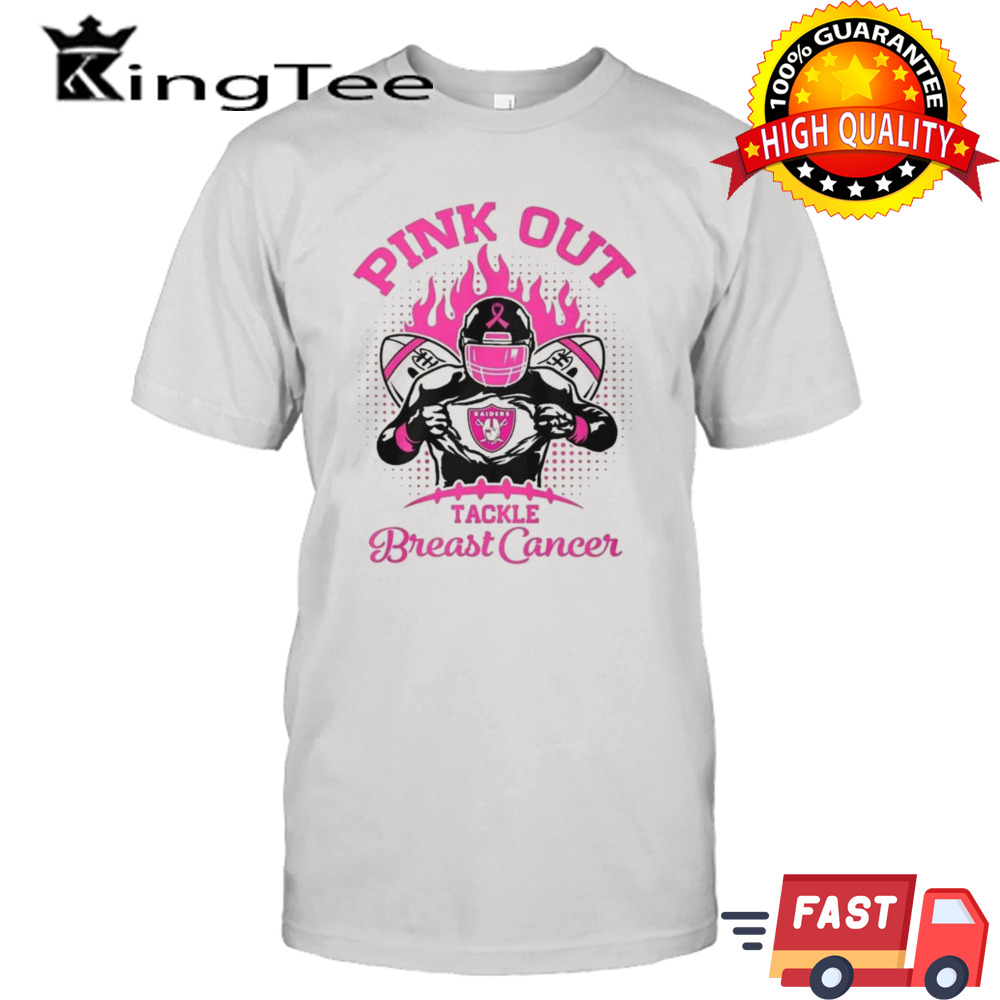 Las Vegas Raiders Football Pink Out Tackle Breast Cancer Fan T-Shirt