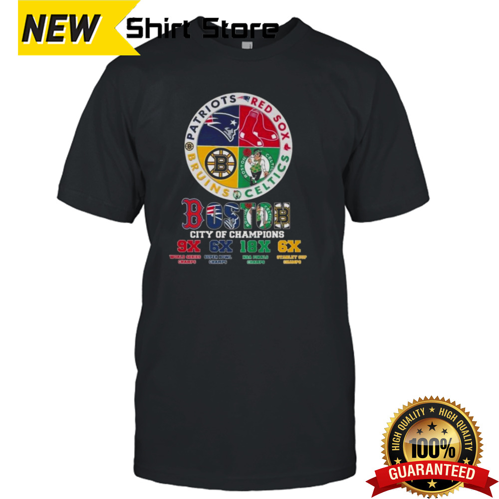 Boston City Of Champions Patriots Red Sox Bruins Celtics T-shirt