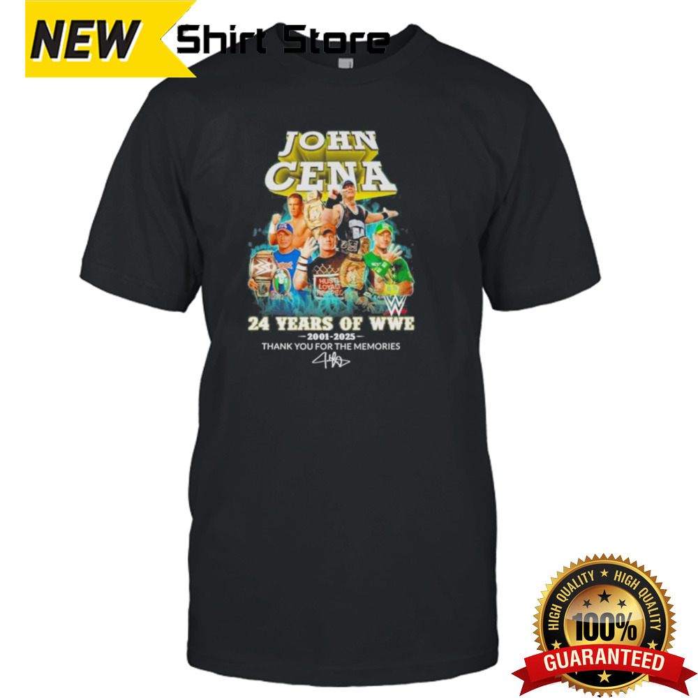 John Cena 24 Years Of WWE 2001-2025 Thank You For The Memories T-Shirt