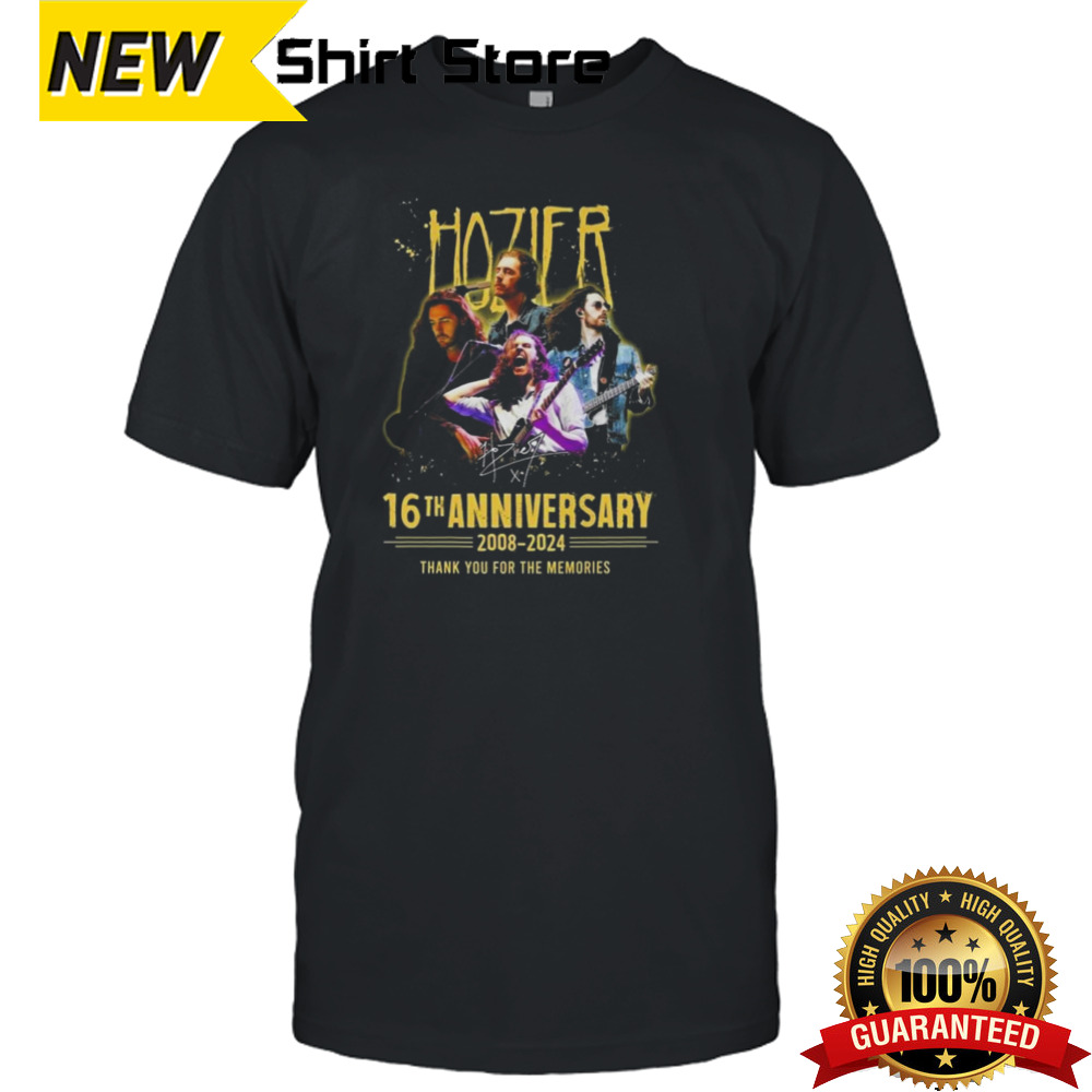 Hozier 16th Anniversary 2008-2024 Thank You For The Memories Signature T-shirt