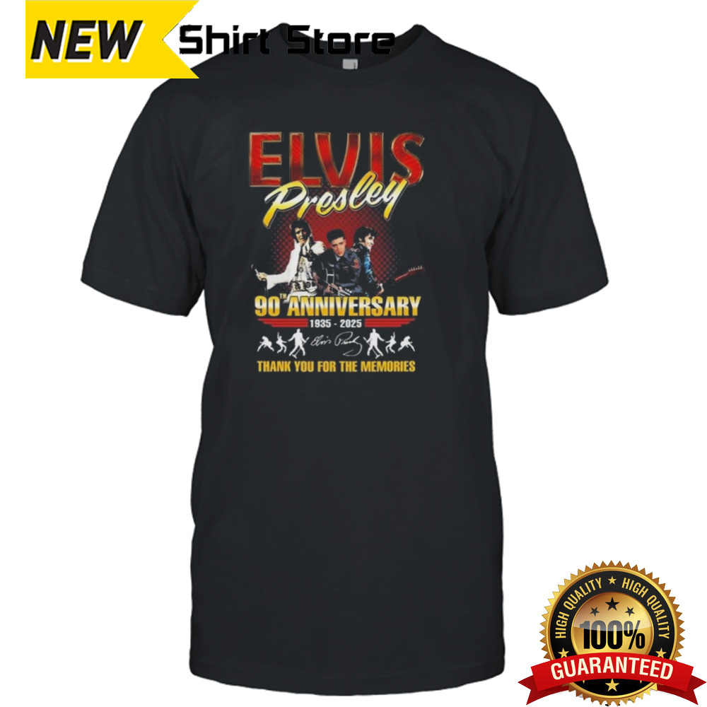 Elvis Presley 90th Anniversary Thank You For The Memories 1935-2025 Signature T-shirt