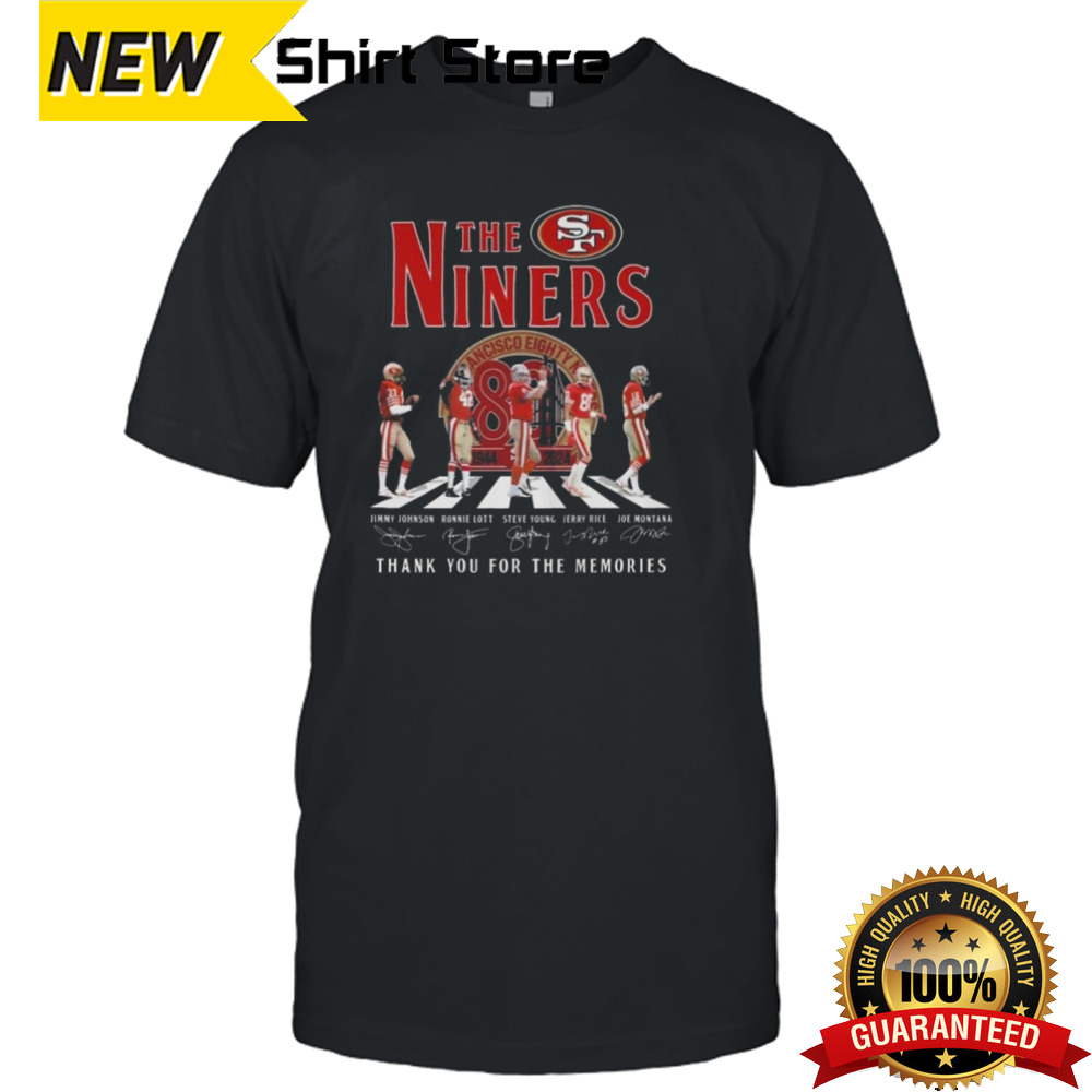 The Niners San Francisco 49ers Walking Thank You For The Memories Signatures T-shirt