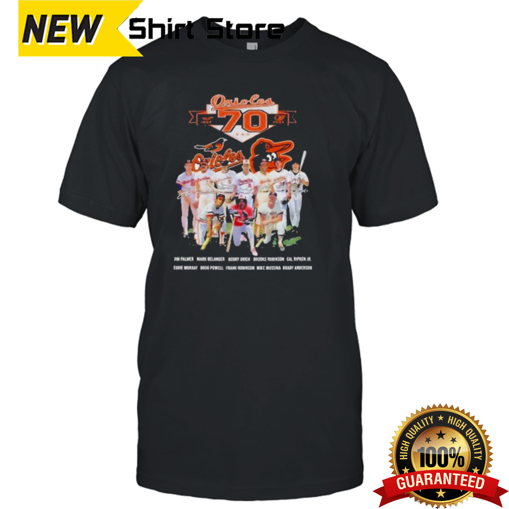 Baltimore Orioles 70 Years Of Legends From 1954 To 2024 T-Shirt