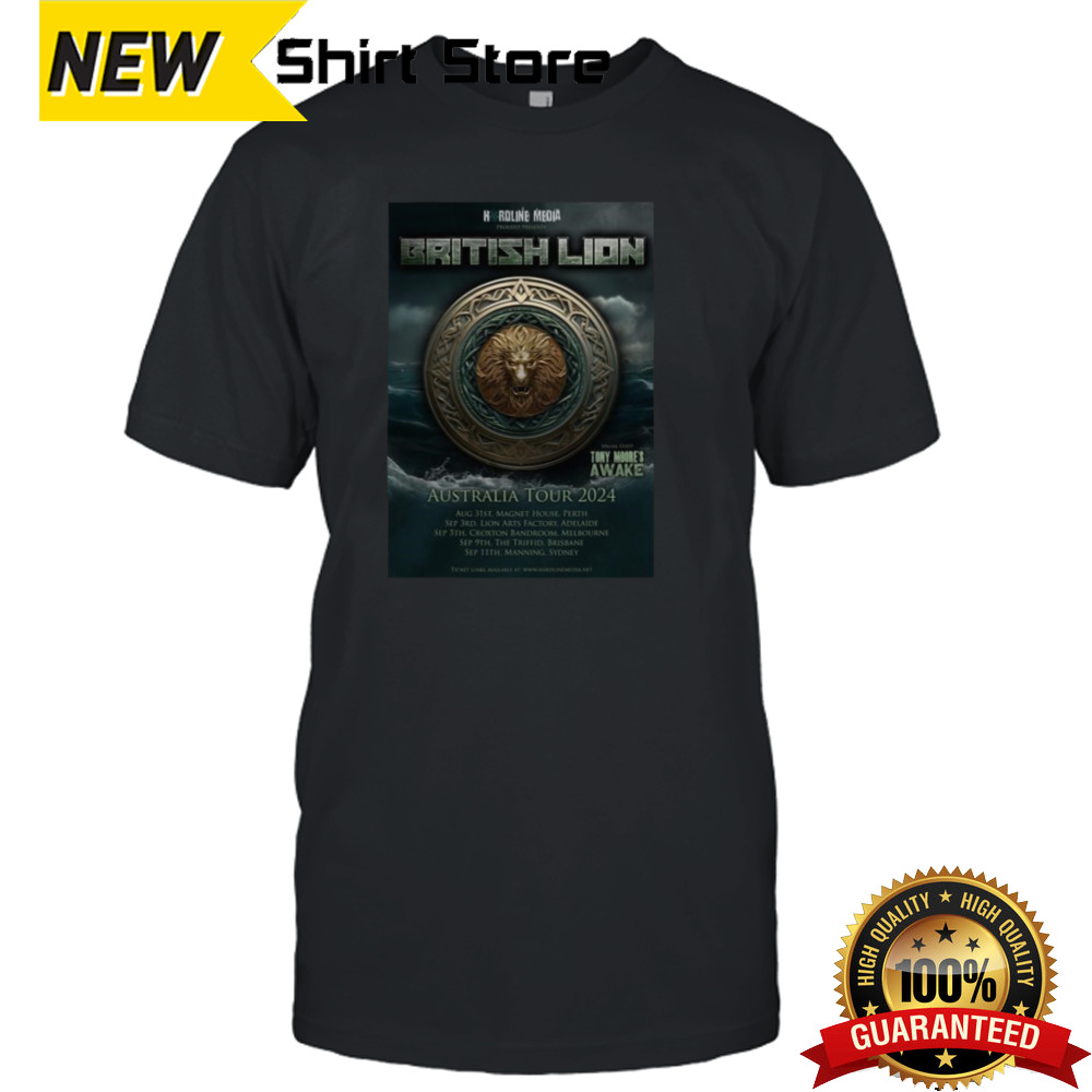 British Lion First Ever Tour Of Australia New Zealand And The US West Coast 2024 Tour T-shirt