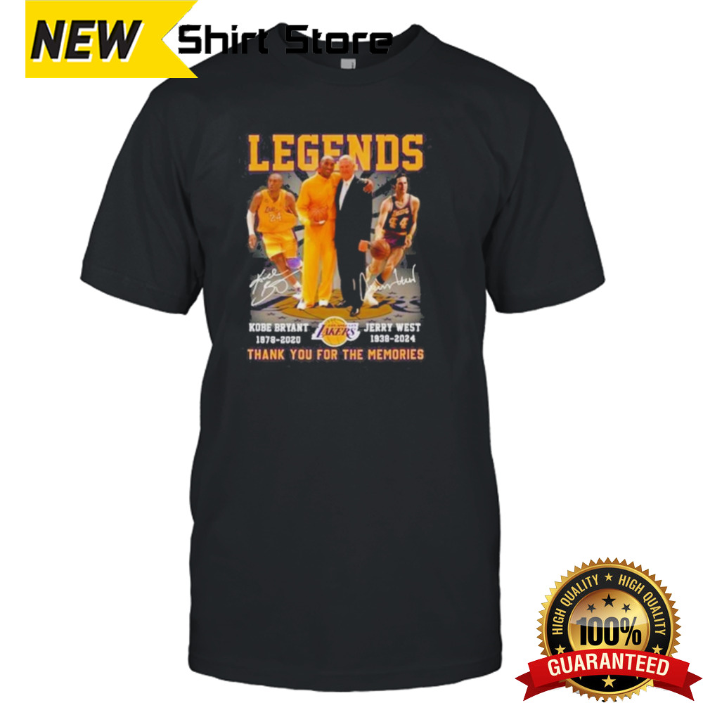 Kobe Bryant 1978-2020 & Jerry West 1938-2024 Legends Signature Thank You For The Memories Unisex T-Shirt