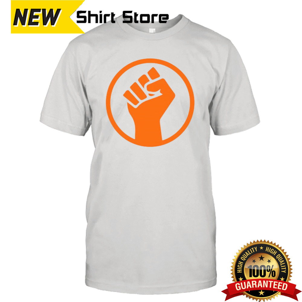 Mad Liberals Orange Fight Symbol Hand T-shirt