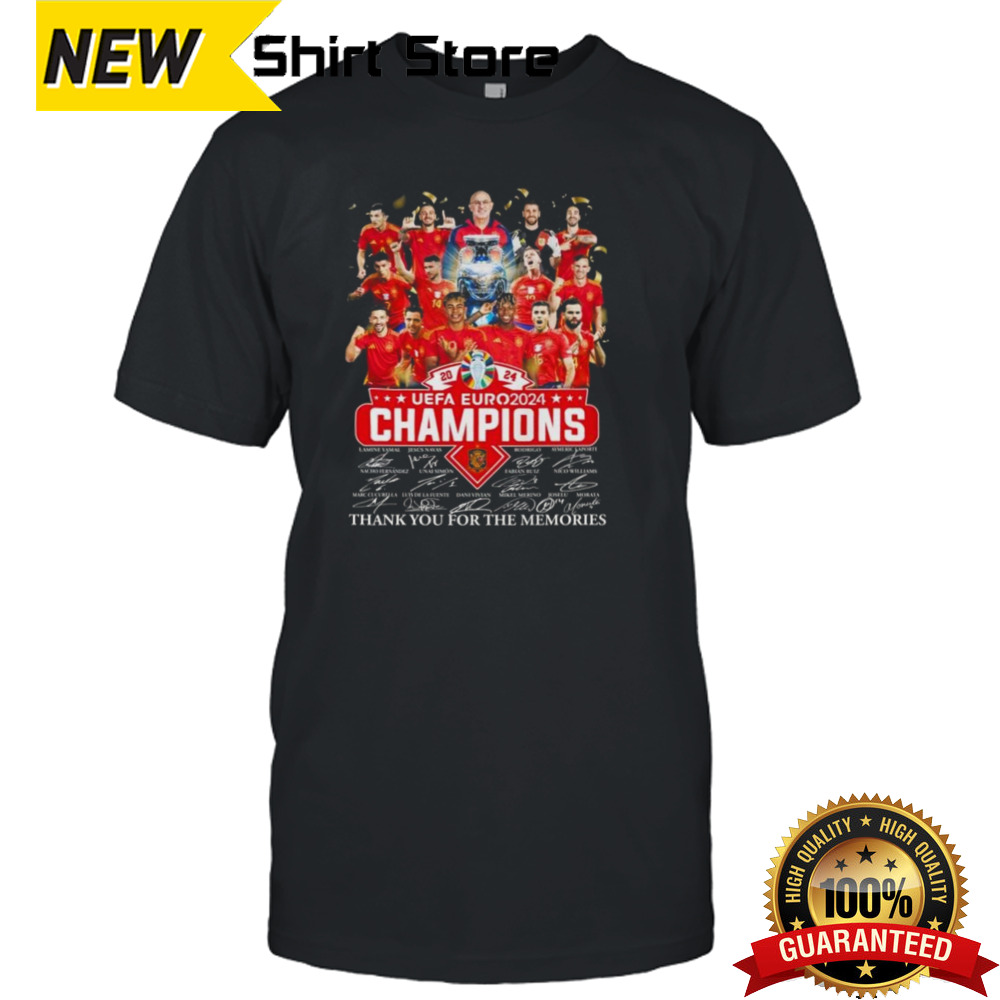 Spain UEFA Euro 2024 Champions Thank You For The Memories Signatures T-shirt