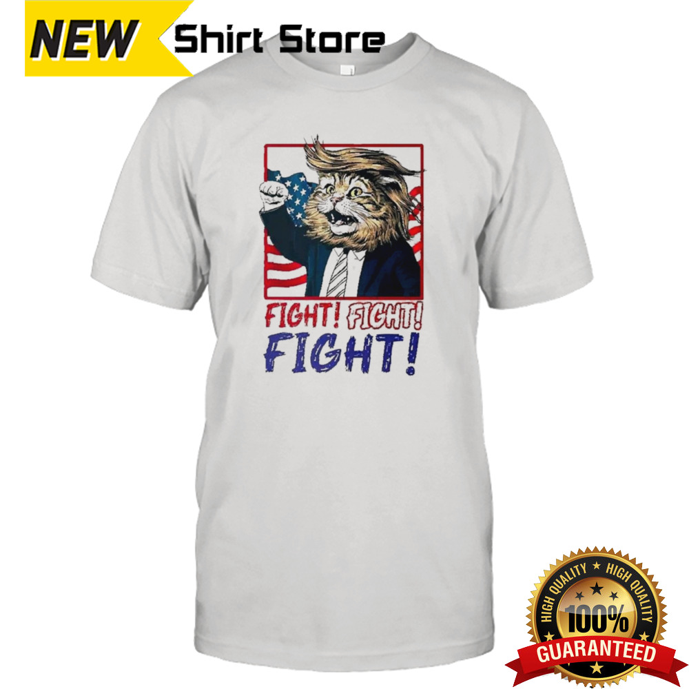 Cat Trump Shooting Fight Fight Fight T-shirt