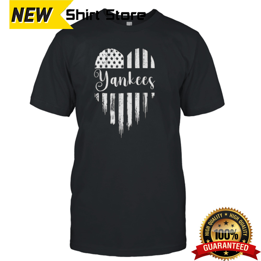 New York Yankees Fan USA Flag Heart Yankees T-shirt