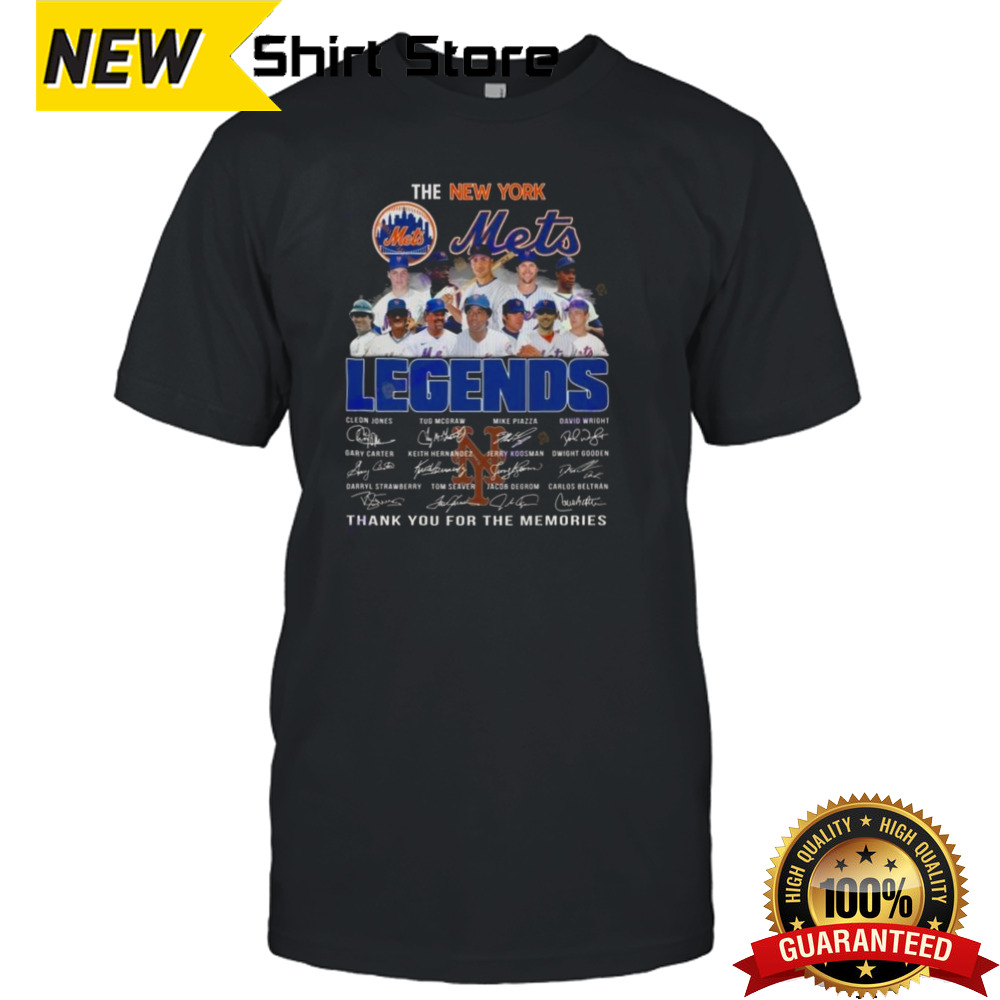 New York Mets Legends Signatures Thank You For The Memories Logo T-shirt