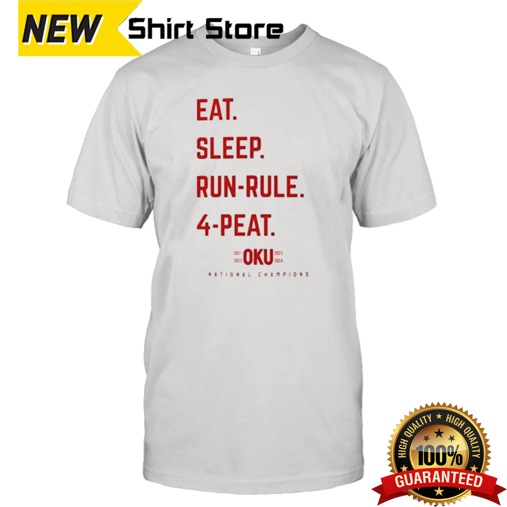 Oklahoma Softball Eat Sleep Run Rule 4 Peat National Champions T-shirt