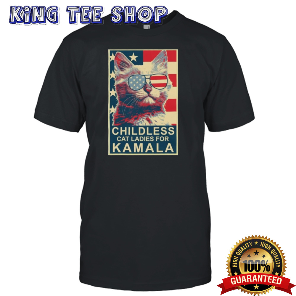 Childless Cat Lady Kamala Ladies for Kamala Harris President 2024 Vintage T-shirt