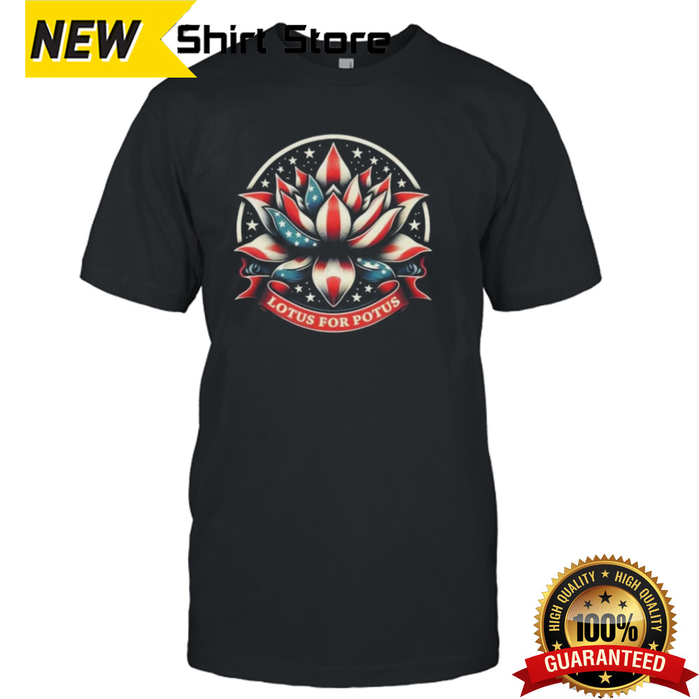 Lotus For Potus Kamala Harris Vote For Harris USA Flag 2024 T-shirt