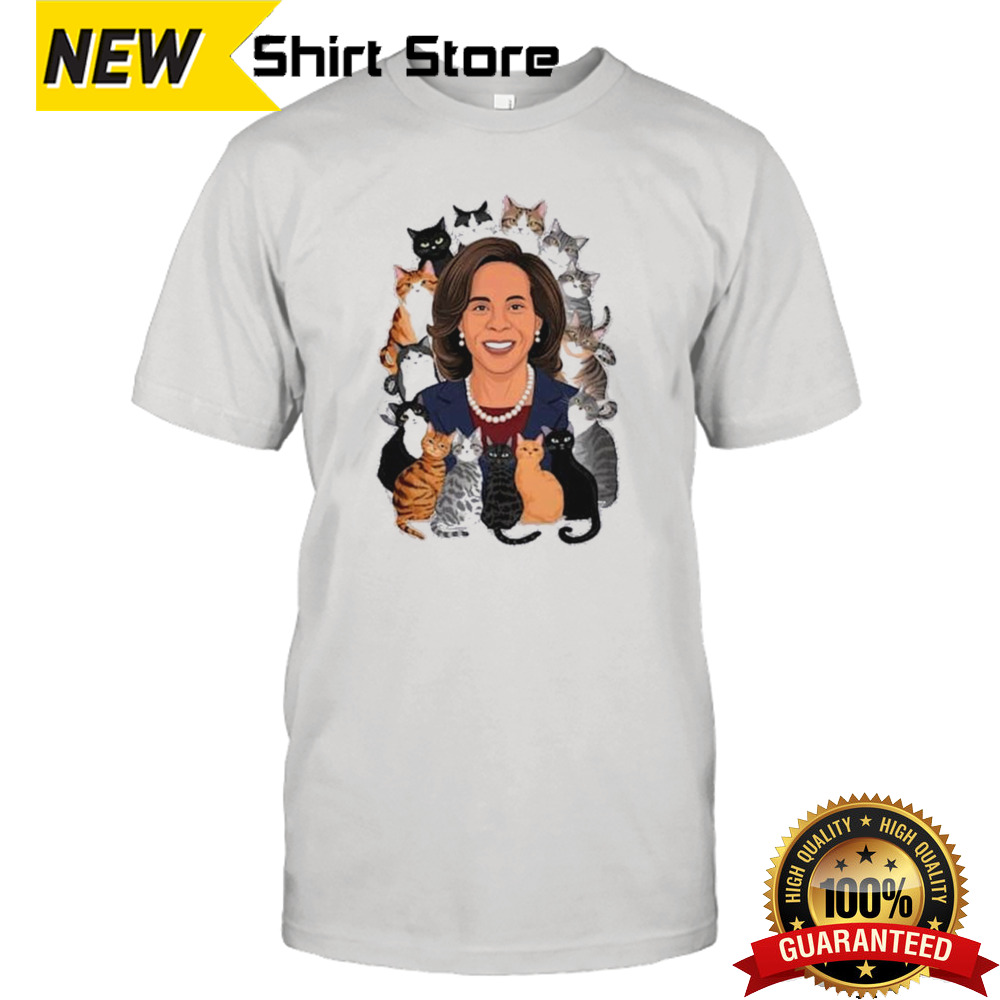 Kamala Harris Surrounded By Cats Shirt