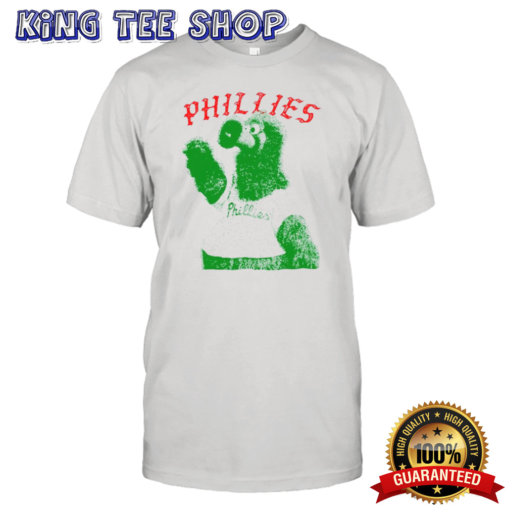 The Phillies Green Mascot With Phillies Shirt