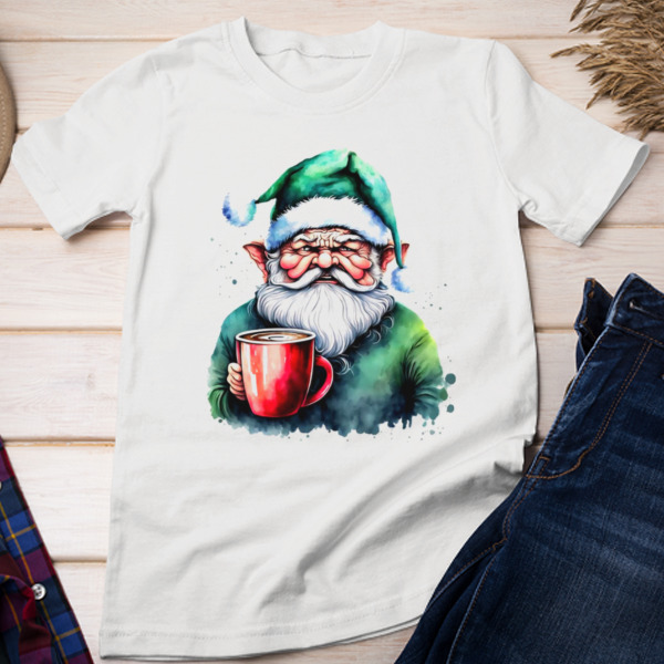 Santa Claus with a Cup of Coffee Unisex T-shirt & Sweatshirt