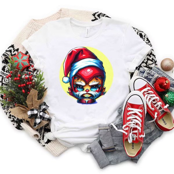 Cartoon Character Wearing Santa Claus Hat and Red Beard Unisex T-shirt & Sweatshirt