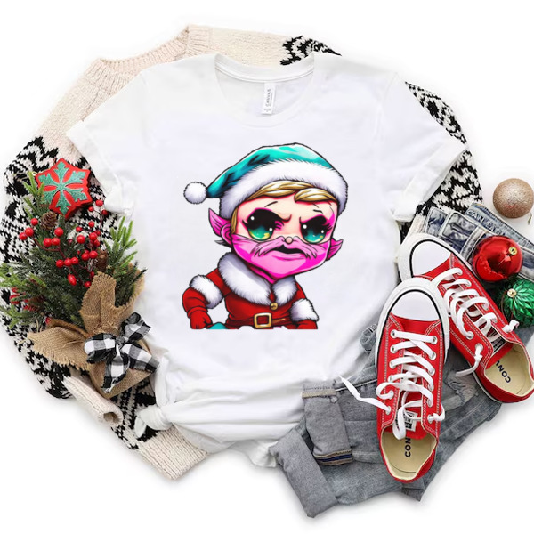 Cartoon Character with Santa Claus Hat and Pink Beard Unisex T-shirt & Sweatshirt