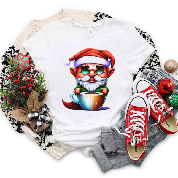 Cartoon Elf in Coffee Cup Unisex T-shirt & Sweatshirt