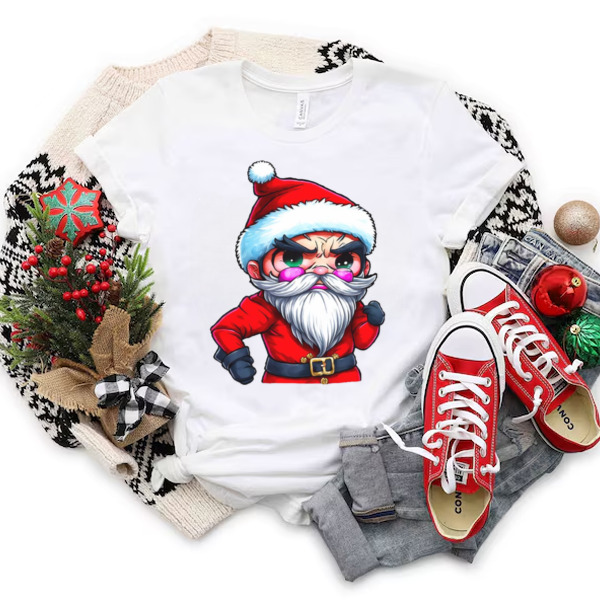 Cartoon Santa Claus Character with Angry Expression Unisex T-shirt & Sweatshirt