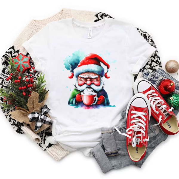 Cartoon Santa Claus Drinking Coffee Unisex T-shirt & Sweatshirt