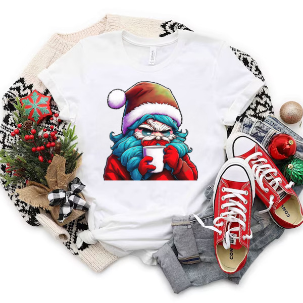 Cartoon Santa Claus with a Coffee Cup Unisex T-shirt & Sweatshirt