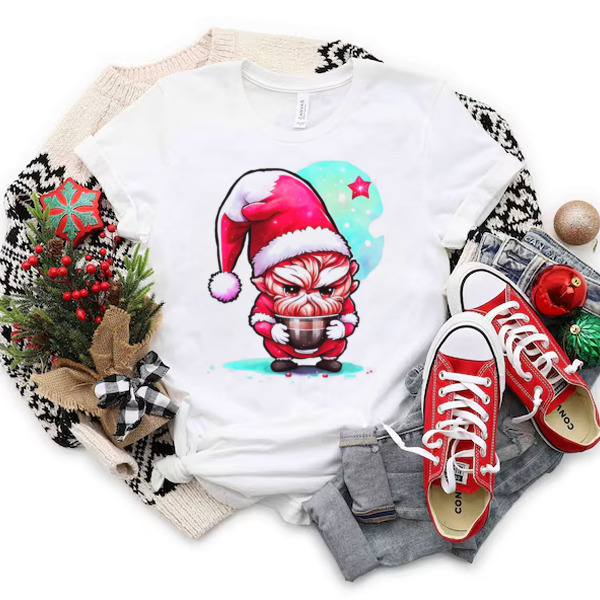 Cartoon character wearing Santa Claus and drinking coffee Unisex T-shirt & Sweatshirt