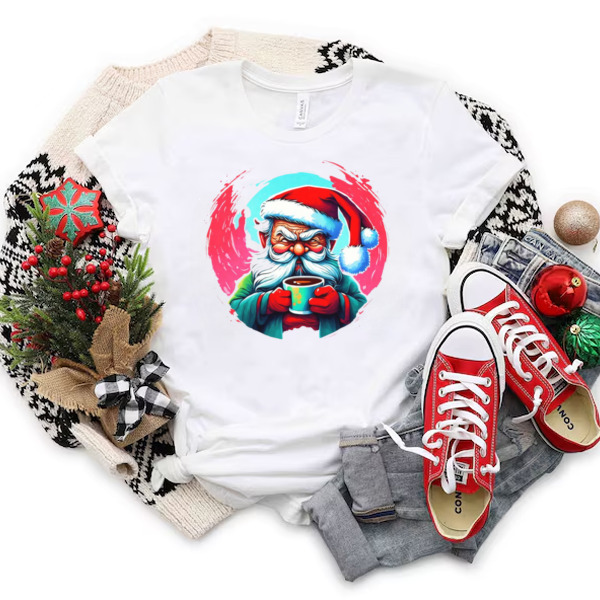 Cartoon illustration of Santa Claus with a cup of coffee Unisex T-shirt & Sweatshirt