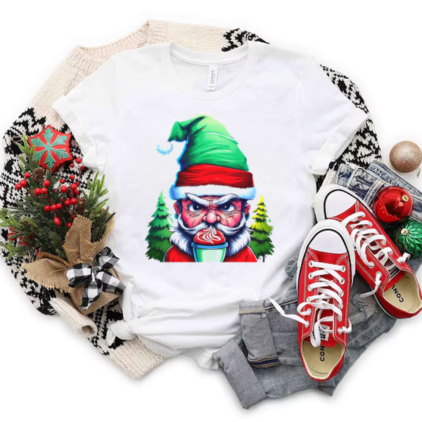 Santa Claus Illustration Drinking Hot Cocoa Unisex T-shirt & Sweatshirt