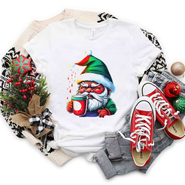 Santa Claus holding a coffee cup Unisex T-shirt & Sweatshirt