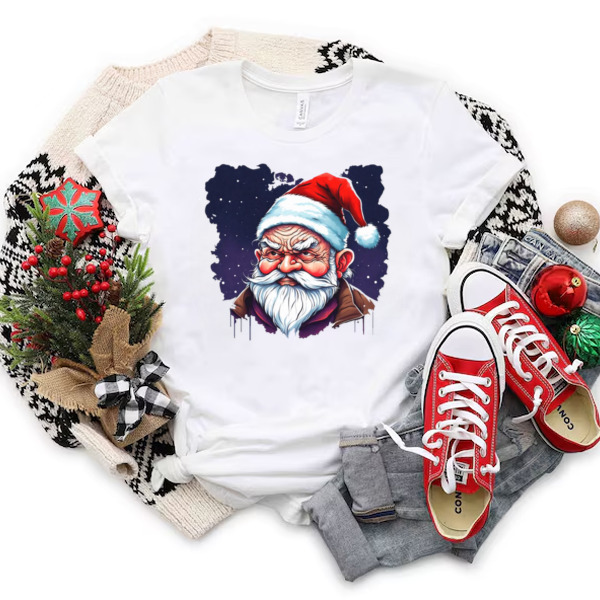 Santa Claus with white beard and red nose on a dark night Unisex T-shirt & Sweatshirt