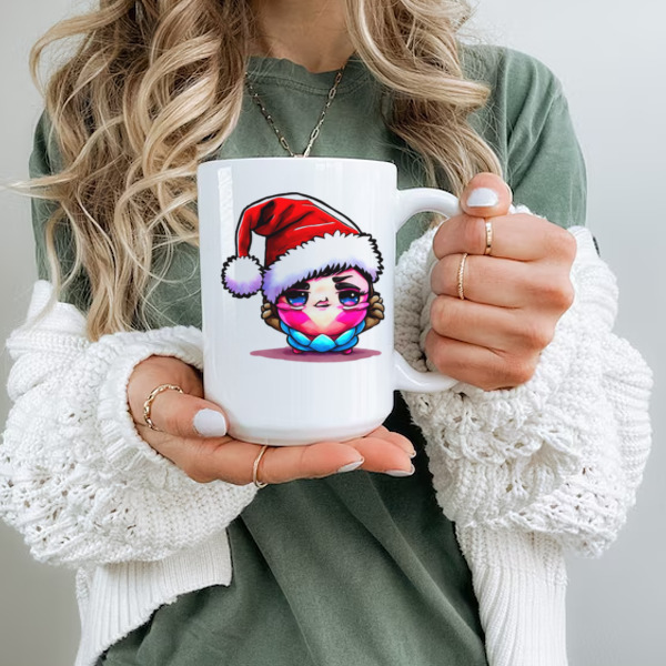 Cartoon Character Wearing Santa Hat for the Holiday Season Ceramic Mug