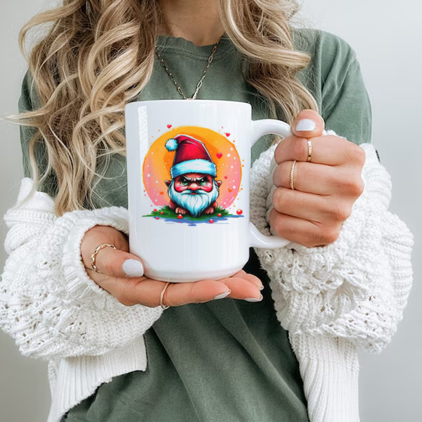 Cartoon Gnome Illustration for Christmas Greetings Ceramic Mug