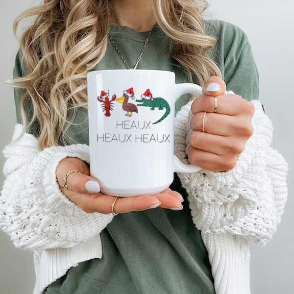 Heaux Heaux Heaux Funny Louisiana Cajun Christmas Ceramic Mug