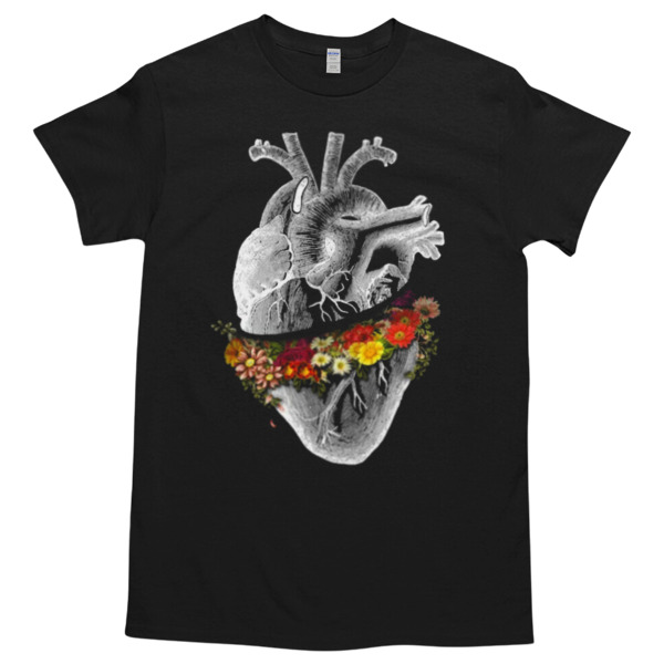 Vintage Heart Flower Collage by Tobe Fonseca T-Shirt Styles Available - Multiple Colorways - Cross-gender Fashion