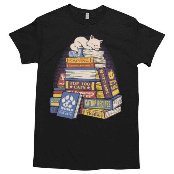 Cat Books Feline Library by Tobe Fonseca Tshirt Relaxed Fit for All-Day Comfort - Soft & Stylish for Any Occasion