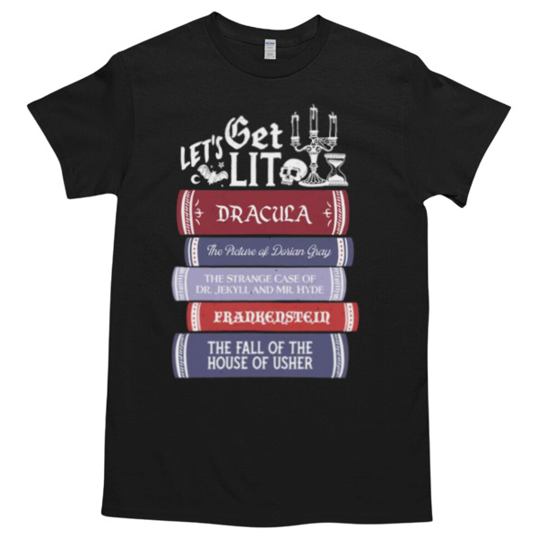 Let's Get Lit Vintage Horror Book Lovers Bookworm and Reading Tshirt Relaxed Fit for All-Day Comfort - Soft & Stylish for Any Occasion